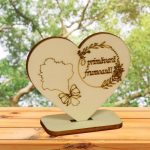 Martisor, Baza pentru flori, Inima, Lemn, Primavara, 10x8 cm, BM005 - imagine 2