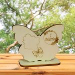 Martisor, Baza pentru flori, Fluture, Lemn, 1 Martie, Primavara, 10x7,5 cm, BM007 - imagine 2