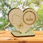 Martisor, Baza pentru flori, Inima, Lemn, 1 Martie, Primavara, 10x8 cm, BM008 - imagine 2