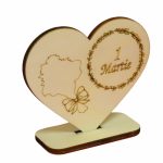 Martisor, Baza pentru flori, Inima, Lemn, 1 Martie, Primavara, 10x8 cm, BM008 - imagine 5
