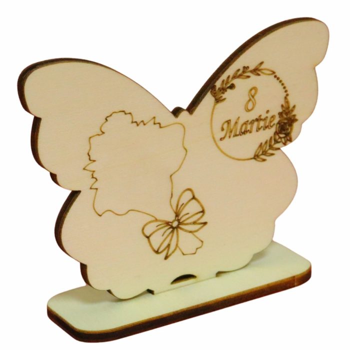 Martisor, Baza pentru flori, Fluture, Lemn, 8 Martie, Primavara, 10x7,5 cm, BM011 - imagine 5