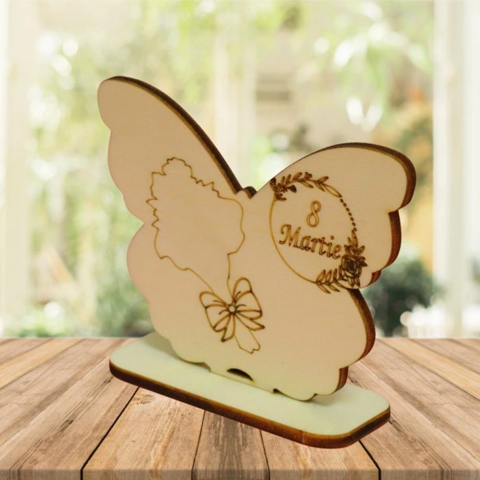 Martisor, Baza pentru flori, Fluture, Lemn, 8 Martie, Primavara, 10x7,5 cm, BM011 - imagine 4