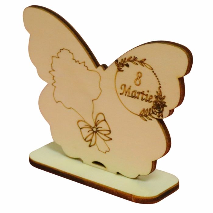 Martisor, Baza pentru flori, Fluture, Lemn, 8 Martie, Primavara, 10x7,5 cm, BM011 - imagine 3