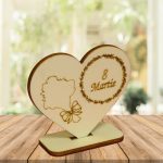 Martisor, Baza pentru flori, Inima, Lemn, 8 Martie, Primavara, 10x8 cm, BM013 - imagine 4