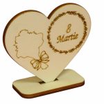 Martisor, Baza pentru flori, Inima, Lemn, 8 Martie, Primavara, 10x8 cm, BM013 - imagine 3