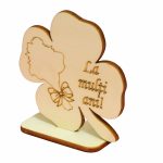 Martisor, Baza pentru flori, Trifoi, La multi ani, Lemn, Primavara, 8x8 cm, BM016 - imagine 3