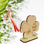 Martisor, Baza pentru flori, Trifoi, La multi ani, Lemn, Primavara, 8x8 cm, BM016 - imagine 5