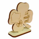 Martisor, Baza pentru flori, Trifoi, La multi ani, Lemn, Primavara, 8x8 cm, BM016 - imagine 4