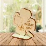 Martisor, Baza pentru flori, Trifoi, La multi ani mama, Lemn, Primavara, 8x8 cm, BM017 - imagine 5