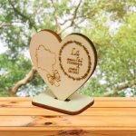 Martisor, Baza pentru flori, Inima, Lemn, La multi ani, Primavara, 10x8 cm, BM018 - imagine 2