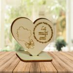Martisor, Baza pentru flori, Inima, Lemn, La multi ani, Primavara, 10x8 cm, BM018 - imagine 4