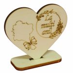 Martisor, Baza pentru flori, Inima, Lemn, La multi ani, Primavara, 10x8 cm, BM020 - imagine 4