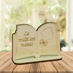 Martisor, Baza pentru flori, Carte, Lemn, La multi ani mama, Primavara, 10x7 cm, BM0023 - imagine 4