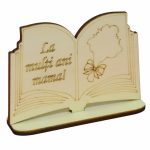 Martisor, Baza pentru flori, Carte, Lemn, La multi ani mama, Primavara, 10x7 cm, BM0023 - imagine 3