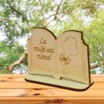 Martisor, Baza pentru flori, Carte, Lemn, La multi ani mama, Primavara, 10x7 cm, BM0023 - imagine 2