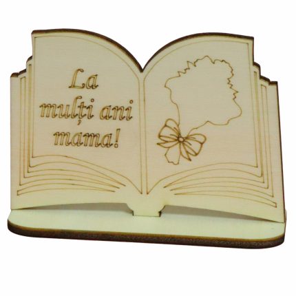 Martisor, Baza pentru flori, Carte, Lemn, La multi ani mama, Primavara, 10x7 cm, BM0023