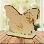 Martisor, Baza pentru flori, Fluture, Lemn, La multi ani, Primavara, 10x7,5 cm, BM024 - imagine 4