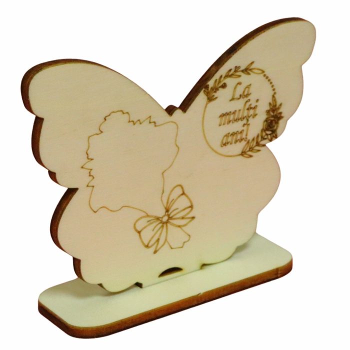 Martisor, Baza pentru flori, Fluture, Lemn, La multi ani, Primavara, 10x7,5 cm, BM024 - imagine 5