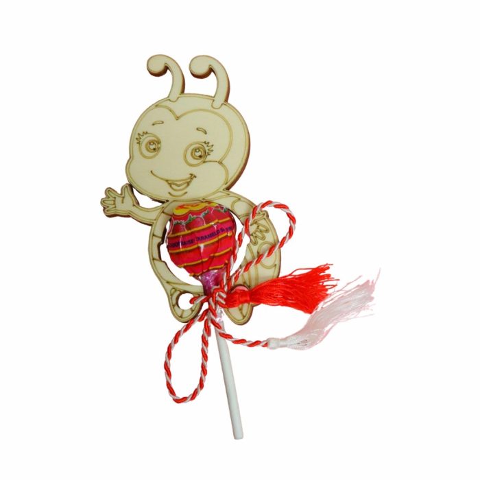 Martisor, Bomboana Chupa Chups, Gargarita, Lemn, 10x10 cm, Primavara, MB029 - imagine 3