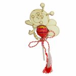 Martisor, Bomboana Chupa Chups, Albinuta, Lemn, 9x9 cm, Primavara, MB030