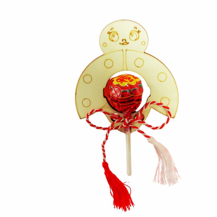 Martisor, Baza acadea, Gargarita, Lemn, 8x8,5 cm, Primavara, MB03 - imagine 2