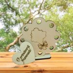 Martisor, Baza pentru flori, Floare, Lemn, Primavara, 10x10 cm, BM032 - imagine 5