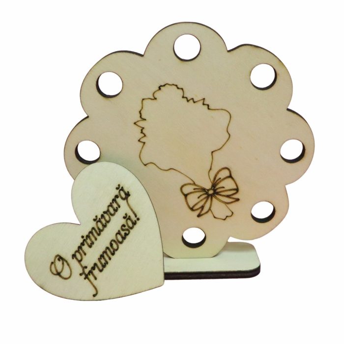 Martisor, Baza pentru flori, Floare, Lemn, Primavara, 10x10 cm, BM032 - imagine 2