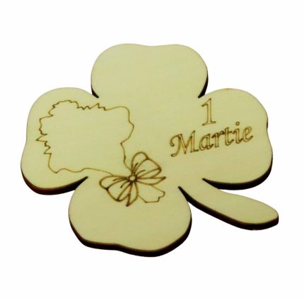 Martisor, Baza pentru flori, Trifoi, 1 Martie, Lemn, Primavara, 8x8 cm, BM033
