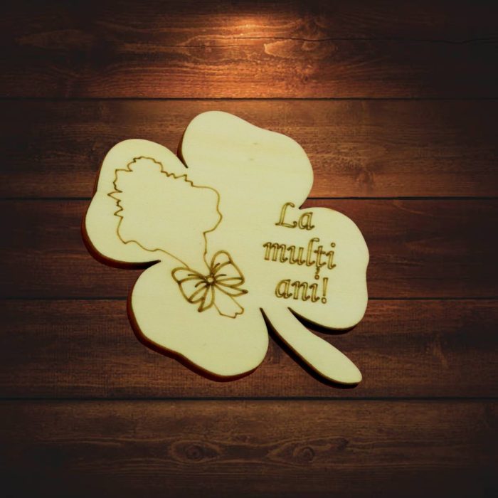 Martisor, Baza pentru flori, Trifoi, La multi ani, Lemn, Primavara, 8x8 cm, BM038 - imagine 5