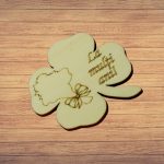 Martisor, Baza pentru flori, Trifoi, La multi ani, Lemn, Primavara, 8x8 cm, BM038 - imagine 3