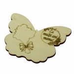 Martisor, Baza pentru flori, Fluture, Lemn, La multi ani mama, Primavara, 10x7,5 cm, BM041 - imagine 2