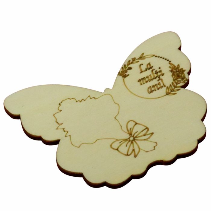 Martisor, Baza pentru flori, Fluture, Lemn, La multi ani, Primavara, 10x7,5 cm, BM043 - imagine 4
