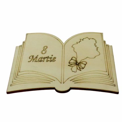 Martisor, Baza pentru flori, Carte, 8 Martie, Lemn, Primavara, 10x7 cm, BM044