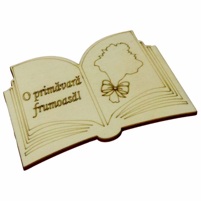 Martisor, Baza pentru flori, Carte, Lemn, Primavara, 10x7 cm, BM0046 - imagine 4