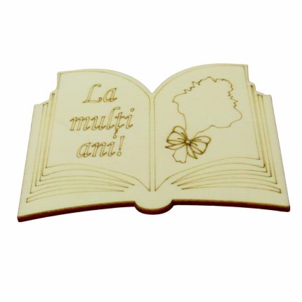 Martisor, Baza pentru flori, Carte, Lemn, La multi ani, Primavara, 10x7 cm, BM0047