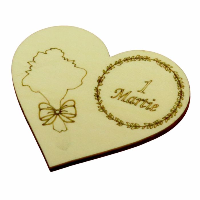 Martisor, Baza pentru flori, Inima, Lemn, 1 Martie, Primavara, 10x8 cm, BM051 - imagine 4