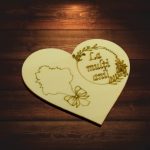 Martisor, Baza pentru flori, Inima, Lemn, La multi ani, Primavara, 10x8 cm, BM056 - imagine 3