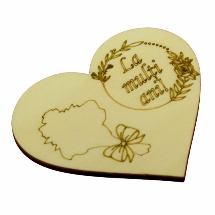 Martisor, Baza pentru flori, Inima, Lemn, La multi ani, Primavara, 10x8 cm, BM056 - imagine 5