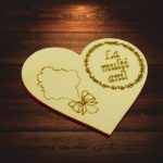 Martisor, Baza pentru flori, Inima, Lemn, La multi ani, Primavara, 10x8 cm, BM057 - imagine 5