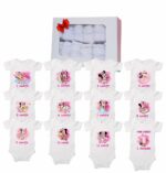 Set 12 body-uri cu lunile bebelusului, Minnie Mouse, Bumbac, Alb, BSA002