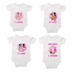 Set 12 body-uri cu lunile bebelusului, Minnie Mouse, Bumbac, Alb, BSA002 - imagine 4