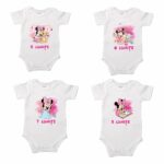 Set 12 body-uri cu lunile bebelusului, Minnie Mouse, Bumbac, Alb, BSA002 - imagine 5