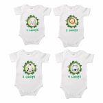 Set 12 body-uri cu lunile bebelusului, Safari, Bumbac, Alb, BSA004 - imagine 3