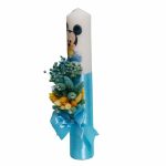 Lumanare Botez, Mickey Mouse, Albastru, Flori uscate, 35 cm, LMB065 - imagine 4