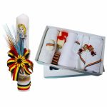 Set Lumanare si Trusou Botez Traditional, Fata, Complet, 8 Piese, Tricolor, TRS033