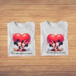 Set 2 Tricouri , Cuplu, Bumbac, Alb, TUV004 - imagine 3
