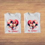 Set 2 Tricouri , Cuplu, Bumbac, Alb, TUV005 - imagine 3