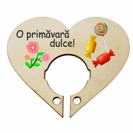 Martisor, Baza acadea, Inima, Lemn, 10x8 cm, Primavara, BBUV002