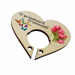 Martisor, Baza acadea, Inima, Lemn, 10x8 cm, Primavara, BBUV005 - imagine 3