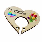 Martisor, Baza acadea, Inima, Lemn, 10x8 cm, Primavara, BBUV006 - imagine 4